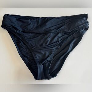 SOLD. La Blanca Island Goddess Shirred Band Hipster Swim Bottom- Black